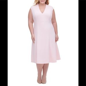 Tommy Hilfiger Plus Size Scuba Crepe Fit
& Flare Midi Dress COLOR Ballerina Pink